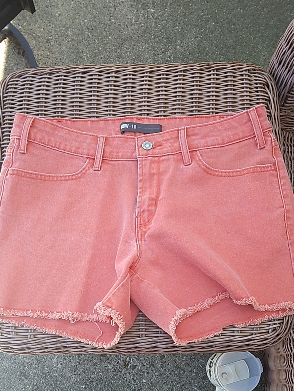 Levi's Coral Denim Frayed Hem Shorts